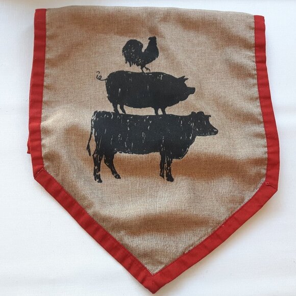 Butcher Country Burlap Table Runner BBQ Grill Country Chic Country Cotta… - Picture 1 of 3